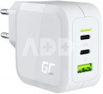 Green Cell Charger PowerGaN 65W PD 3.0 QC 3.0 2xUSB-C 1xUSB-A white