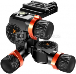 3-Way Geared Tripod Head CNC Process Aluminum Alloy, High-Precision Fluid Head Load