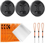 K&F Concept K&F 72MM Lens Caps Kit with K&F LOGO caps*3+Anti-lost rope*3+vacuum cleaning cloth*3