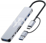 Qoltec HUB 8in1 USB C USB,USB C 4xUSB SD TF card Jack