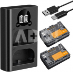 K&F Concept K&F LP-E6P Camera Battery 2400mAh, 2-pack + Charger