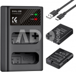 K&F Concept EN-EL14 1050mAh Digital Camera Dual Battery with Dual Channel Charger, for Nikon Camera
