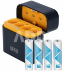 Newell Four-Channel Charger and 4 Li-ion AA Recheargable Batteries Set - 2200 mAh