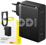 Wall charger Baseus GaN5 Pro 2xUSB-C + USB, 160W (black)