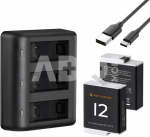 K&F Concept Gopro Hero12(Compatible with 11/10/9)Three-slot LED charging stand*1 + USB to Type C