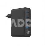 Gembird Universal charger 100W GaN 1xUSB-A 3xUSB-C fast charger LCD black