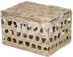 GLARI Woven Water Hyacinth Storage Box with Lid, 35 &times; 29 &times; H22 cm