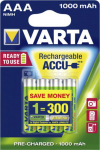 10x4 Varta Rechargeable Accu NiMh 1000 mAh Micro