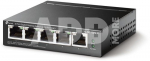 TP-Link TL-SG1005LP Switch Unmanaged, Desktop, 5x10/100/1000Mbps ports, 4xPoE+ports, PSU external,Steel case