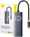 Rozbočovač 5 v 1 Baseus řady UltraJoy USB-C na HDMI4K@30Hz+3xUSB 3.0+1xPD (&scaron;ed&yacute;)