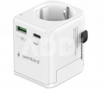 Gembird TPA-EU1A1C20-01-W Grounded universal travel power adapter, 20 W, white | Gembird