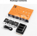 K&F Concept K&F GoPro Hero 12/11/10/9 sports camera battery 1730mAh,3 pack LED charger set