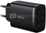 Baseus Compact Quick Charger, 3x USB, 17W (Black)