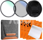 K&F Concept 67MM Lens Filter Kit UV + CPL +Lens Cap + 3 Cleaning Cloths, Filter Set