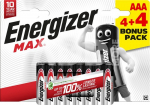 Energizer battery Max Alkaline AAA CHP8 4+4