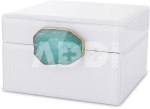 Art-Pol White Glass Jewelry Box, 8 &times; 12 &times; 13 cm, 169316