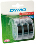 1x3 Dymo 3D Pr&auml;geband 9 mm x 3 m Plastik schwarz