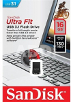 Sandisk Ultra Fit&trade; USB 3.1 - Small Form Factor Plug and Stay Hi-Speed USB Drive 16 GB, USB 3.1, Black