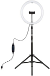LED žiedinė lempa 30cm su trikoju stovu iki 1.65m ir telefono laikikliu, USB