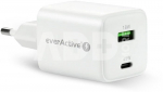 everActive PHONE CHARGER GAN 1X US B, 1X USB-C 45W WHITE