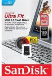 Sandisk Ultra Fit&trade; USB 3.1 - Small Form Factor Plug and Stay Hi-Speed USB Drive 64 GB, USB 3.1, Black