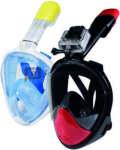 Caruba Full Face Snorkel Mask Dual Air   detachable + action cam mount (blue   S/M)
