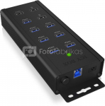 Raidsonic 7-port Industrial hub IB-HUB1703-QC3 0.71 m, Black, USB Type-A