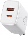 Baseus Compact Quick Charger, USB, USB-C, 20W (white)