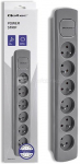 Qoltec Power strip 6 sockets, 1.8m, Grey