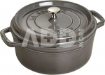 Staub Round Cocotte, 26cm cast iron, graphite grey