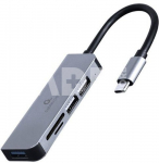 I/O HUB USB-C 3PORT+CR/UHB-CM-CRU3P1U2P2-01 GEMBIRD