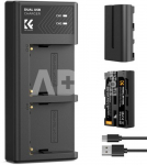 K&F Concept K&F NP-F550 Digital Camera Dual Battery with Dual Channel Charger, Two batteries + charger + Type C