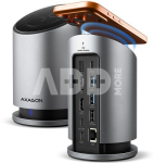 AXAGON USB-C 10Gbps Wireless Charging 9in1 hub | HMC-WL9