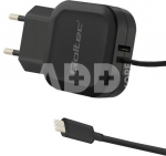 Qoltec Charger 17W | 5V | 3.4A | USB + USB typ C