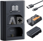 K&F Concept Canon LP-E6NH Camera Battery 2600mAh, Dual-Battery Dual-Slot LCD Charger Set