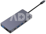 Adapteris USB Type-C - 2x HDMI, VGA, LAN, 3x USB Type-A, SD, TF, USB Type-C PD100W, Aux