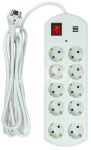 Buitinis ilgiklis 5m, 10 lizdų, 2x USB, su jungikliu