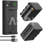 K&F Concept K&F NP-F970 Digital Camera Dual Battery with Dual Channel Charger, Two batteries + charger + Type C