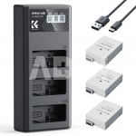 K&F Concept Canon LP-E8 Camera Battery 1200mAh, 3-pack + Charger LCD display charger set,Three-slot