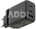 GaN 65W 3-port wall charger, 2xUSB-C + USB-A, EU,UK,US