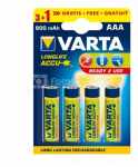 1x4 Varta Rechargeable Accu AAA Ready2Use NiMH 800 mAH Micro