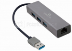 Cablexpert USB AM Gigabit network adapter with 3-port USB 3.0 hub A-AMU3-LAN-01 Black