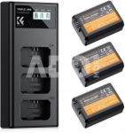 K&F Concept Sony NP-FW50 3-pack Camera Charger with LCD Display