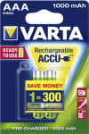 1x2 Varta Rechargeable Accu AAA Ready2Use NiMH 1000 mAh Micro