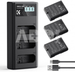 K&F Concept Nikon EN-EL14 camera battery 1050mAh,3-pack + Charger LCD display charger set,Three-slot