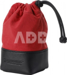 Artisan & Artist I ACAM-LP140 I Fabric and Leather Lens Pouch (M) Red/Black