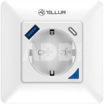 Tellur Smart WiFi Wall Plug 3600W 16A, PD20W, USB 18W, energy reading, white