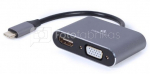 Cablexpert USB Type-C to HDMI and VGA display adapter A-USB3C-HDMIVGA-01 0.15 m, Grey, USB Type-C