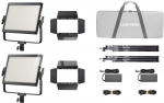 Godox LP400Bi K2 Black Litemons Bi color LED Light Panel 2 light kit
