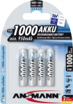 1x4 Ansmann NiMH rech. battery 1000 Micro AAA 950 mAh